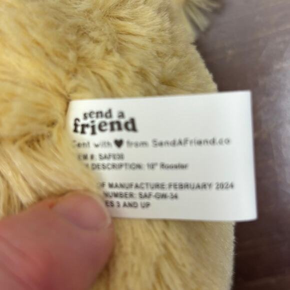 Send a Friend Rowdy the Rooster Chicken Plush Cuddly Stuffed Animal NWT - Picture 7 of 8